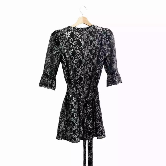 ❤️THE VAMPIRE'S WIFE X H&M MYSTIQUE LACE RUFFLE MINI DRESS BLACK SILVER SIZE S - Picture 11 of 12